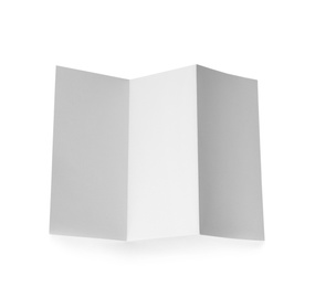 Blank brochure on white background, top view. Mock up for design