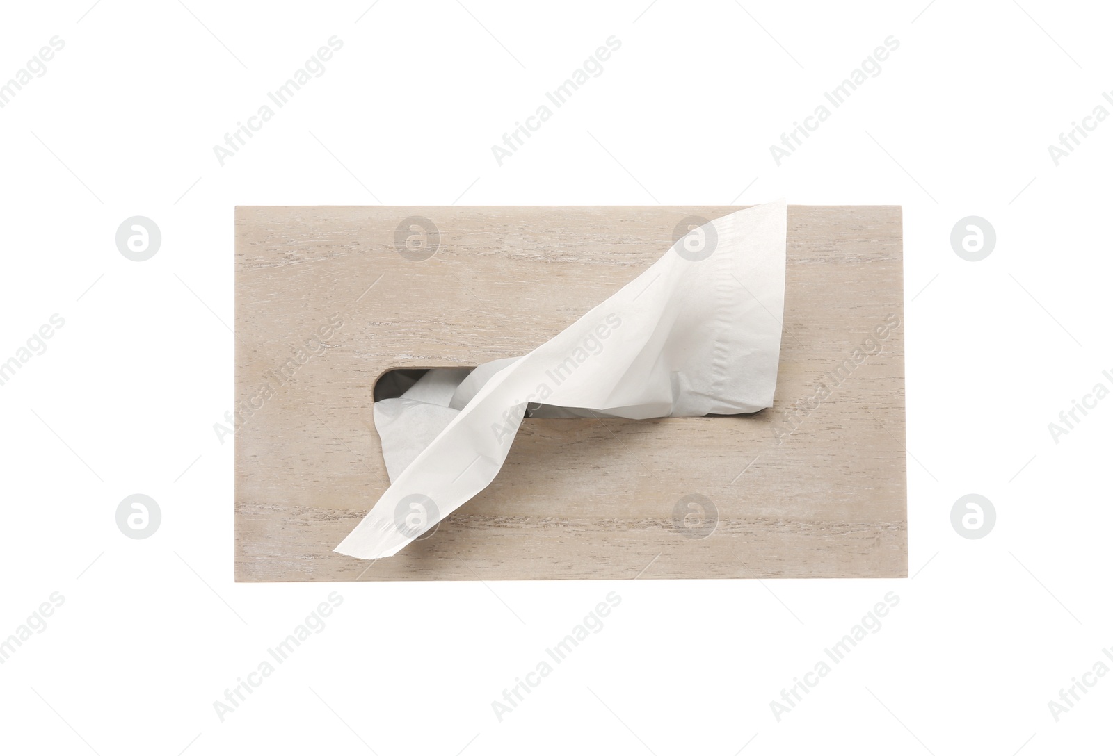 Photo of Holder with paper tissues isolated on white, top view