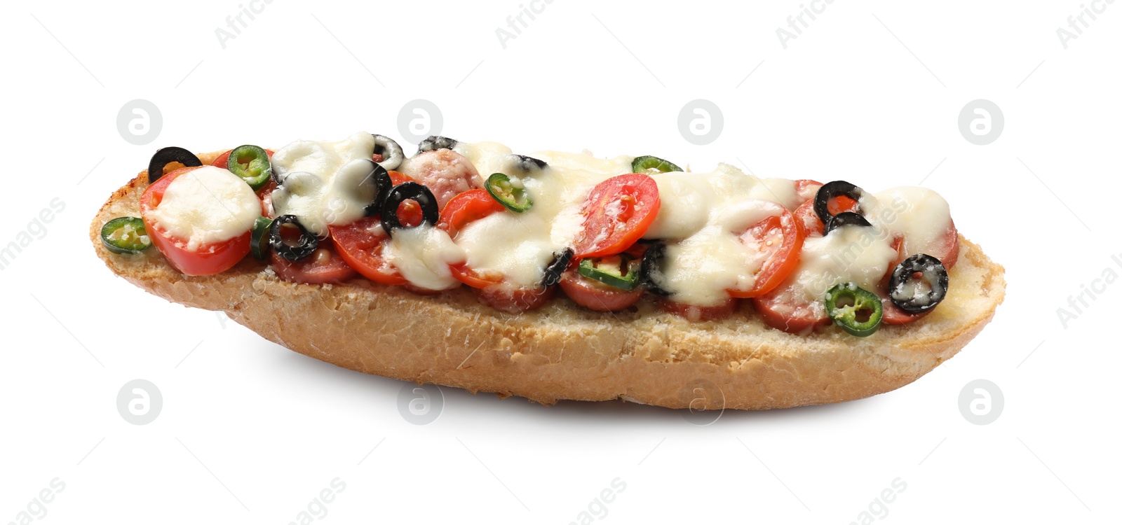Photo of One tasty pizza toast isolated on white