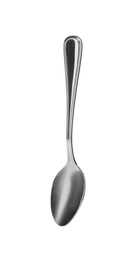 Photo of Clean shiny metal spoon isolated on white