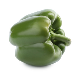 Photo of Fresh ripe green bell pepper isolated on white