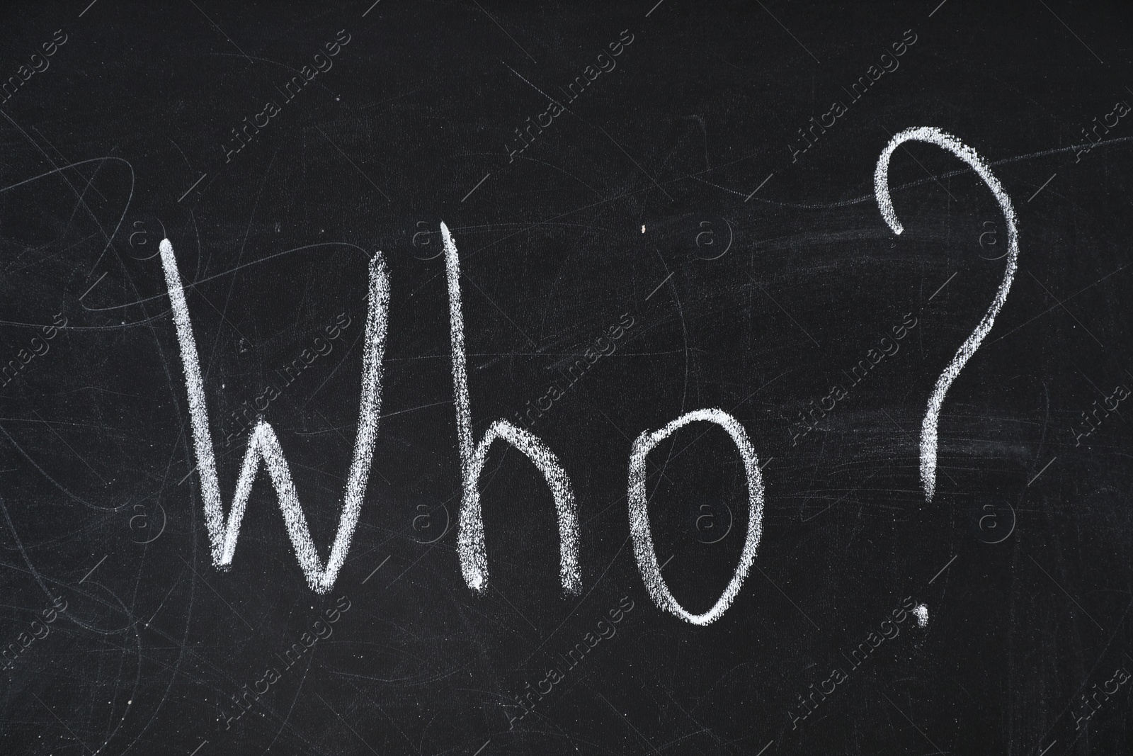 Photo of Word Who? written with chalk on blackboard