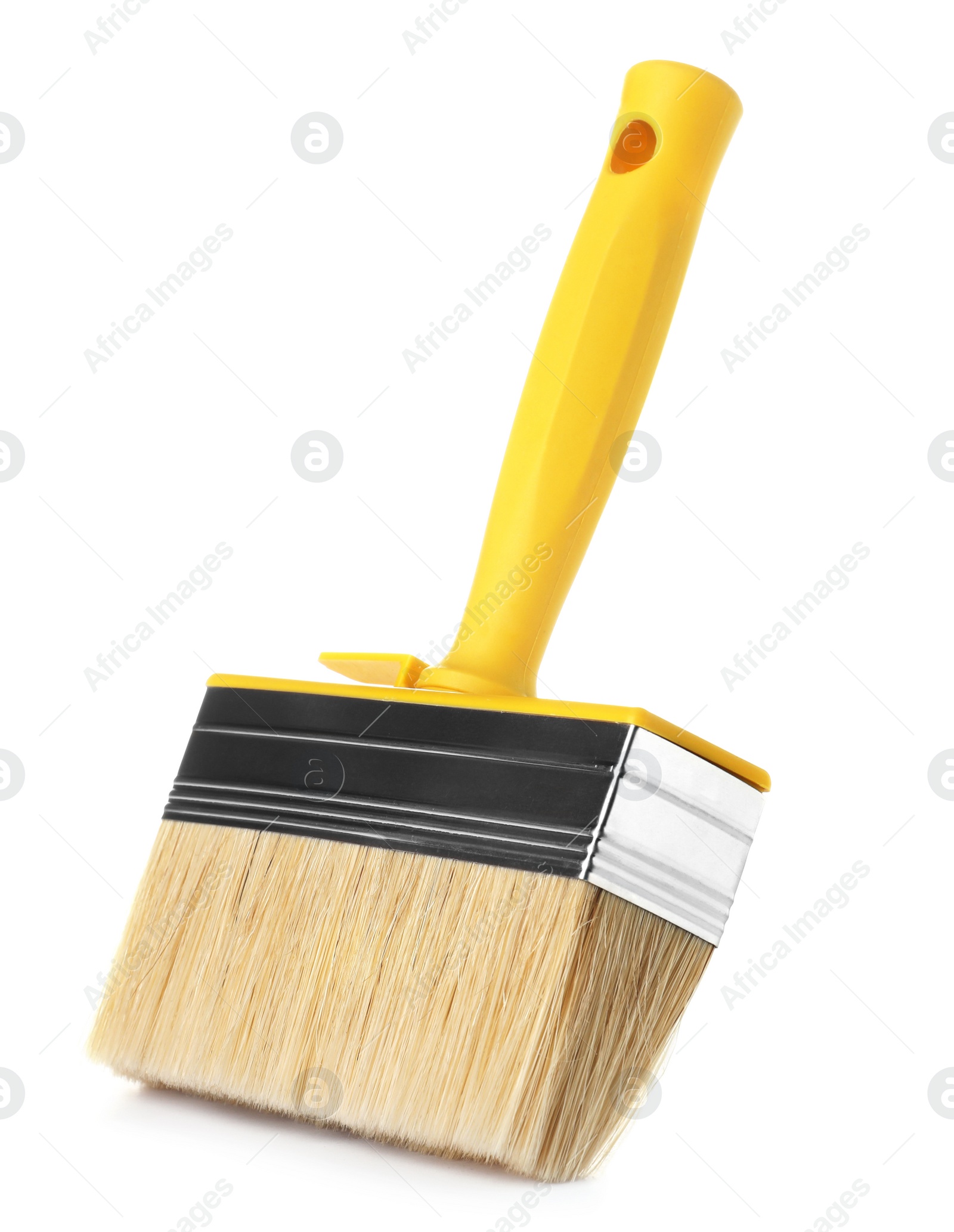 Photo of New paint brush on white background. Decorating tool