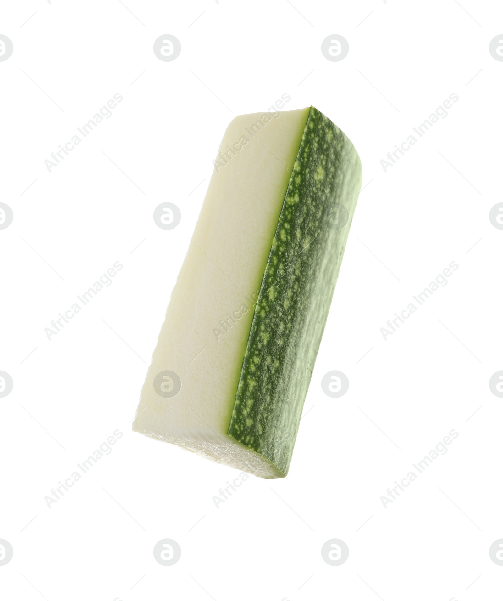 Photo of Piece of green ripe zucchini isolated on white