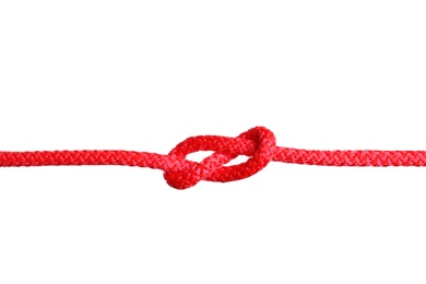 Color rope with knot on white background