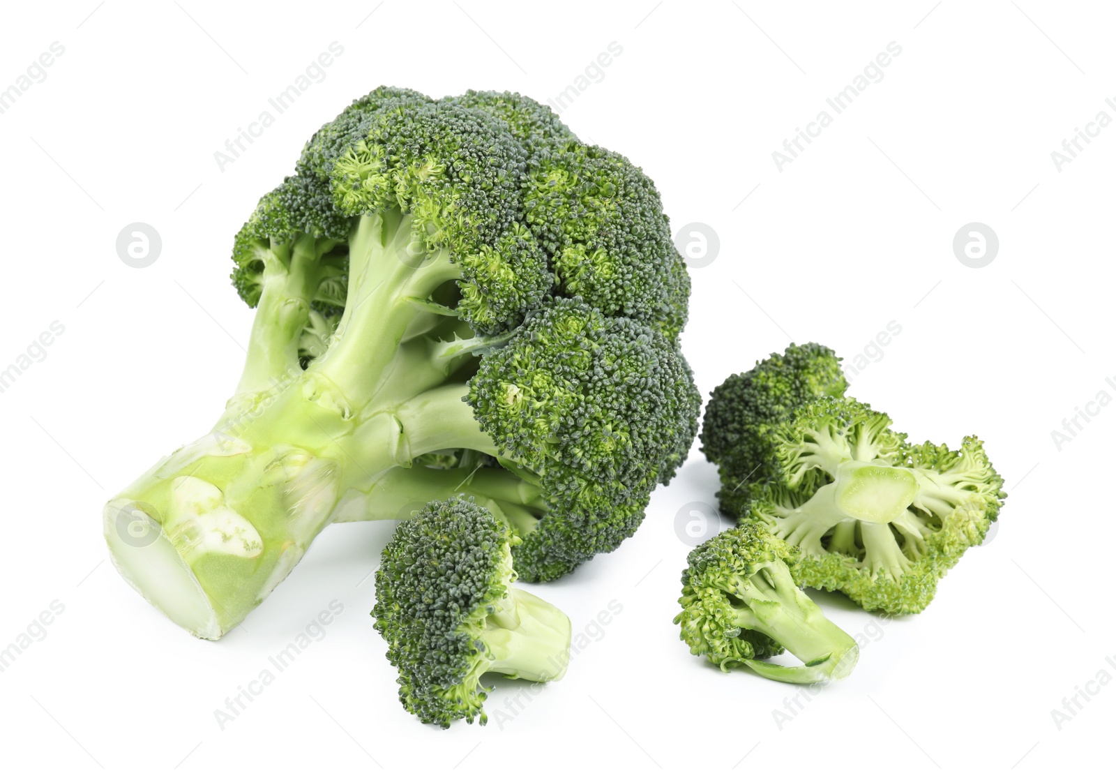 Photo of Fresh green broccoli on white background. Organic food