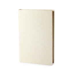 Photo of Book with blank light cover on white background