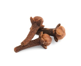 Photo of Aromatic organic dry cloves on white background