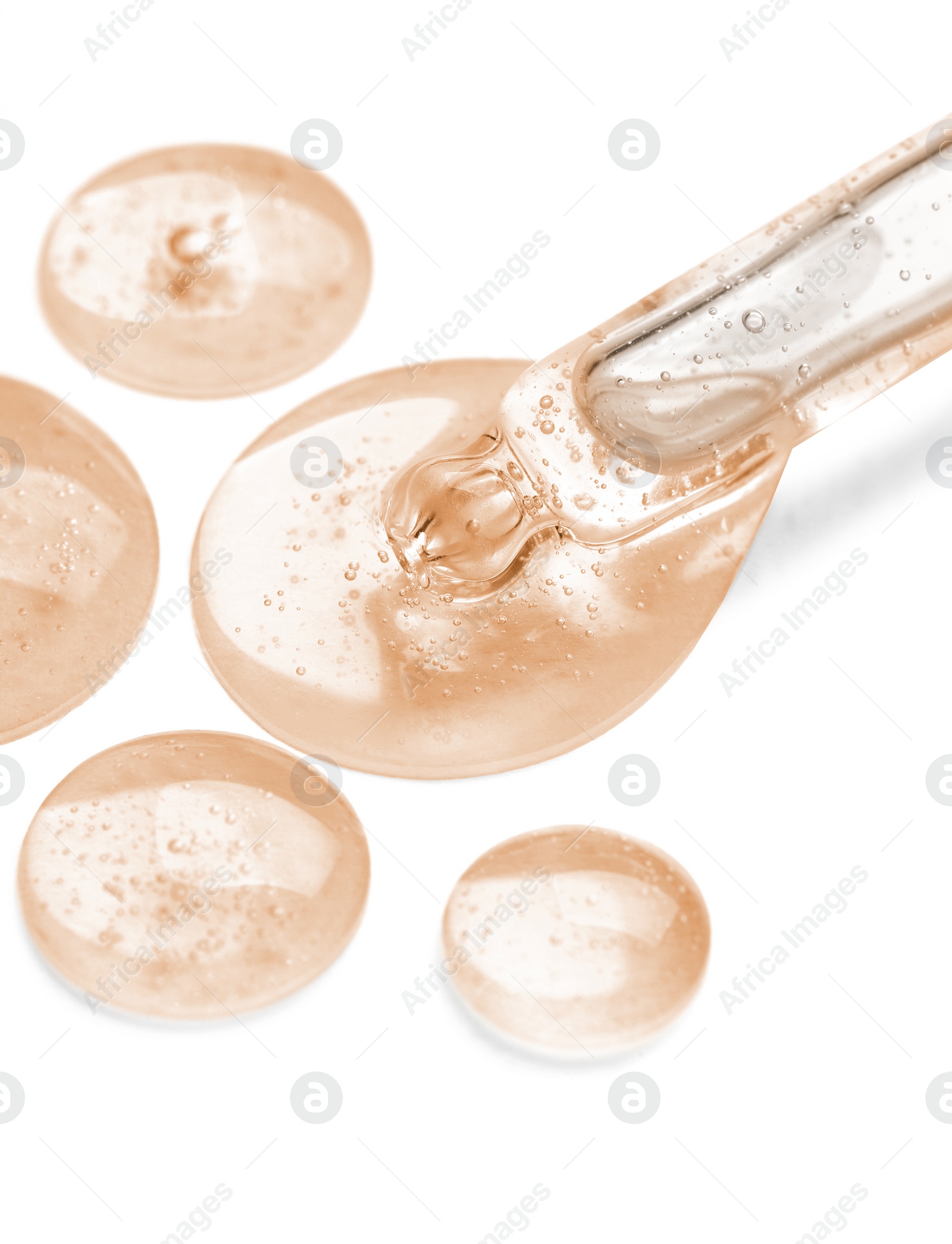 Image of Dropper with serum on white background. Skin care product