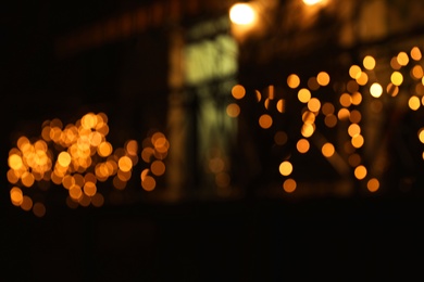 Beautiful street lights at night. Bokeh effect