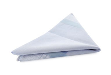 Photo of Folded handkerchief isolated on white. Stylish accessory