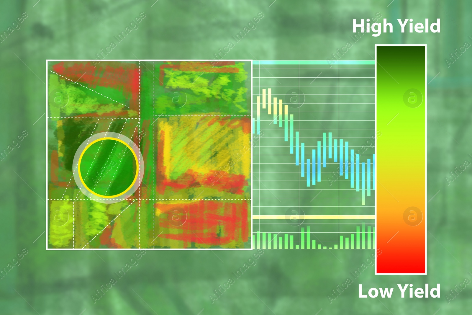 Illustration of Smart farming. Drone control application, screen saver