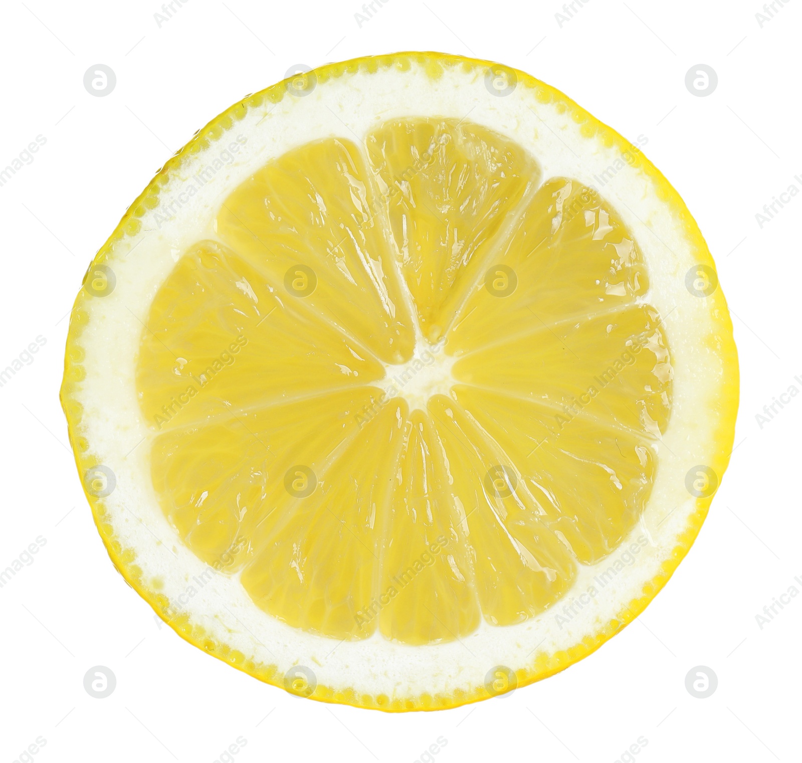 Photo of Piece of fresh lemon isolated on white