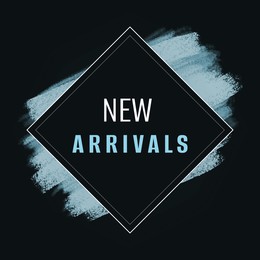 Image of New arrivals flyer design with text on black background