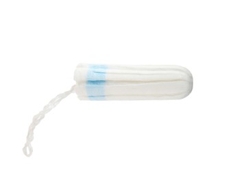 Cotton tampon isolated on white. Menstrual hygienic product
