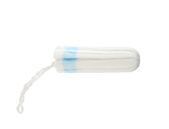 Photo of Cotton tampon isolated on white. Menstrual hygienic product