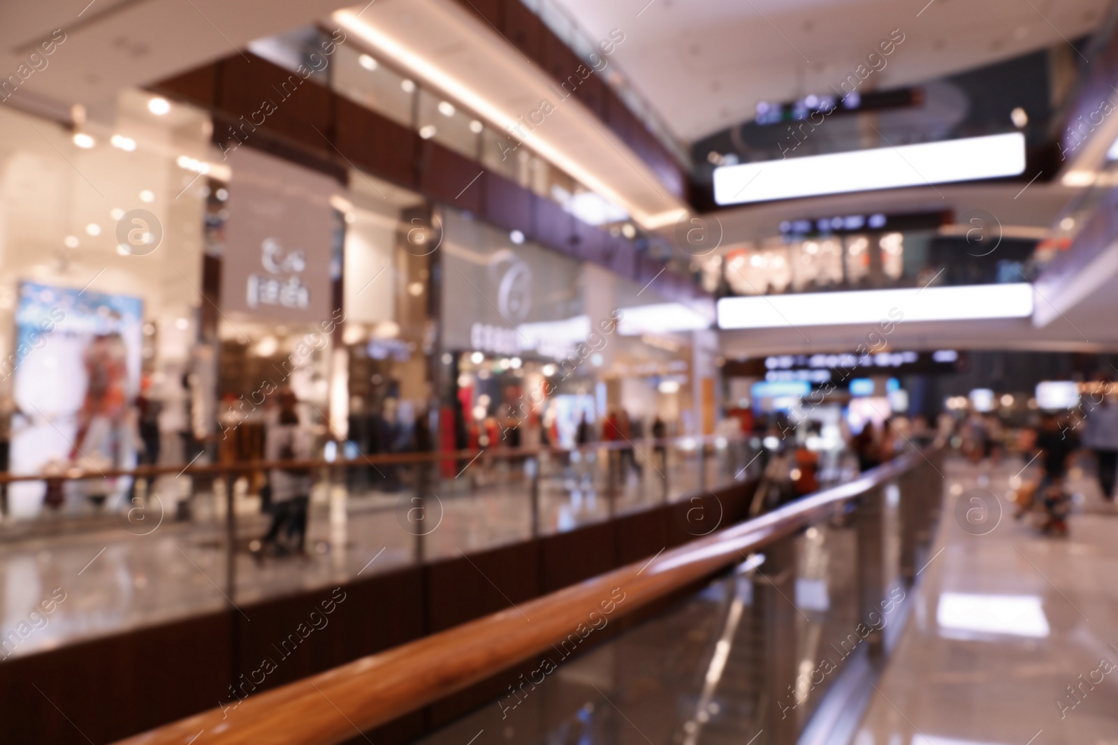 Photo of DUBAI, UNITED ARAB EMIRATES - NOVEMBER 04, 2018: Interior of luxury shopping mall, blurred view