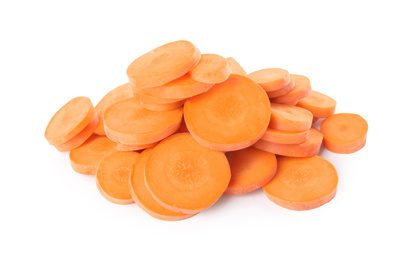 Slices of fresh ripe carrot isolated on white