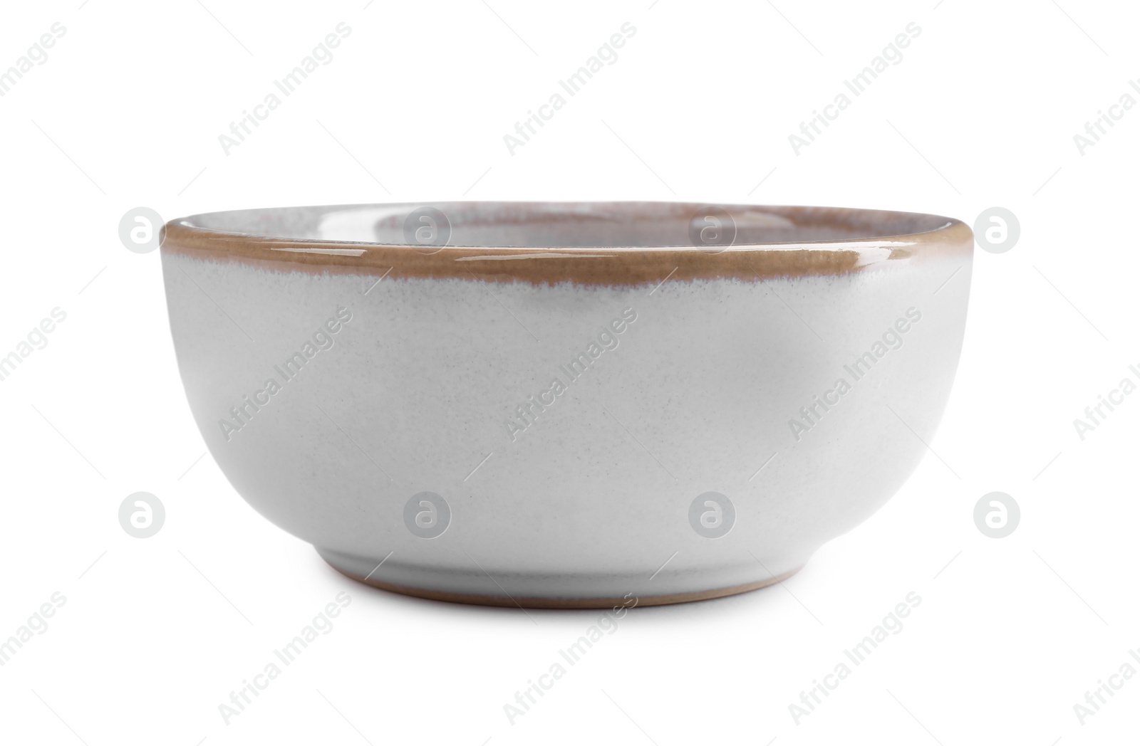 Photo of One new ceramic bowl on white background