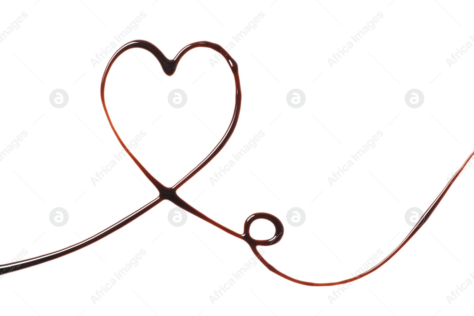 Photo of Heart made of dark chocolate on white background, top view