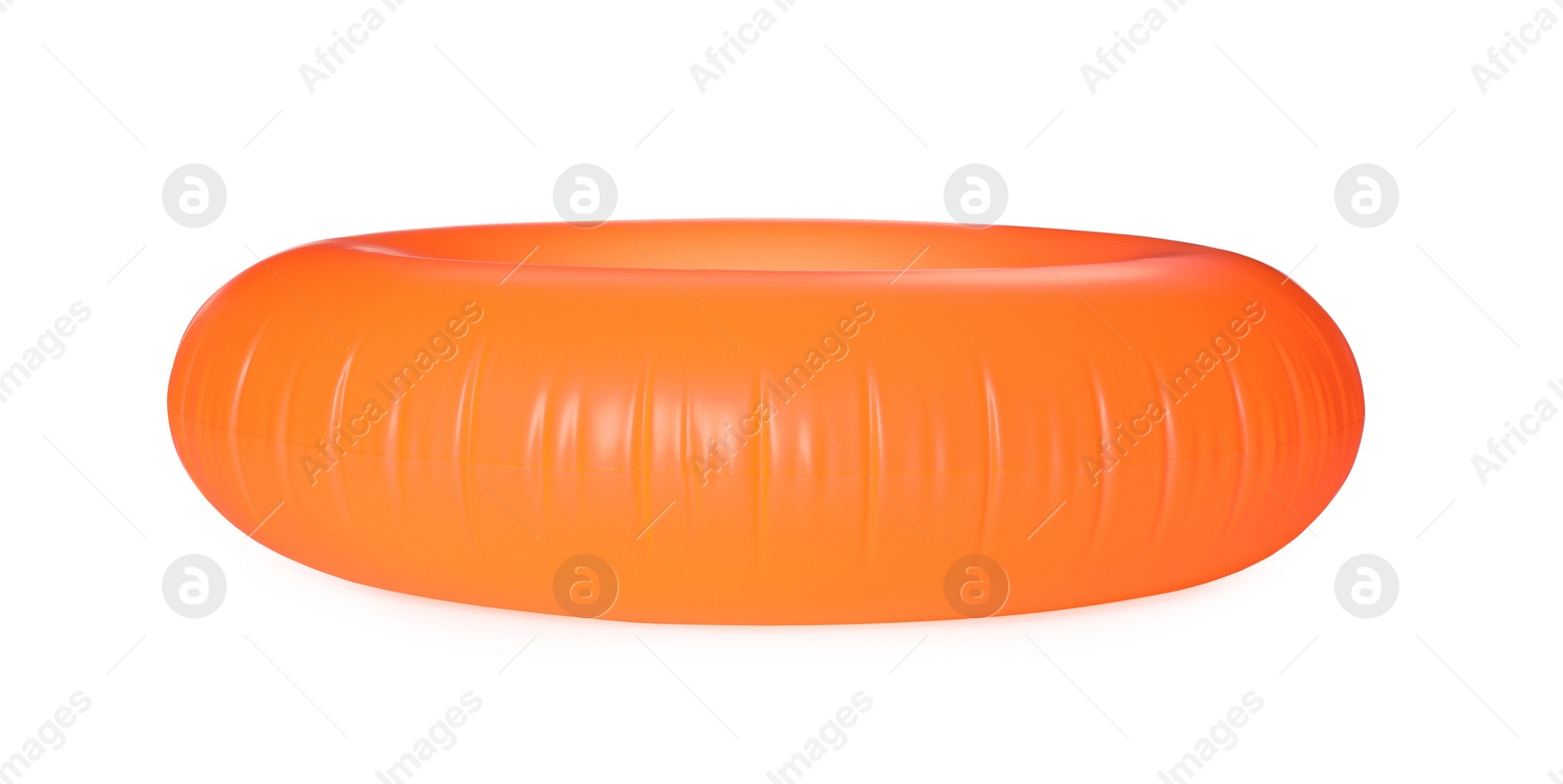 Photo of Orange inflatable ring isolated on white. Beach accessory