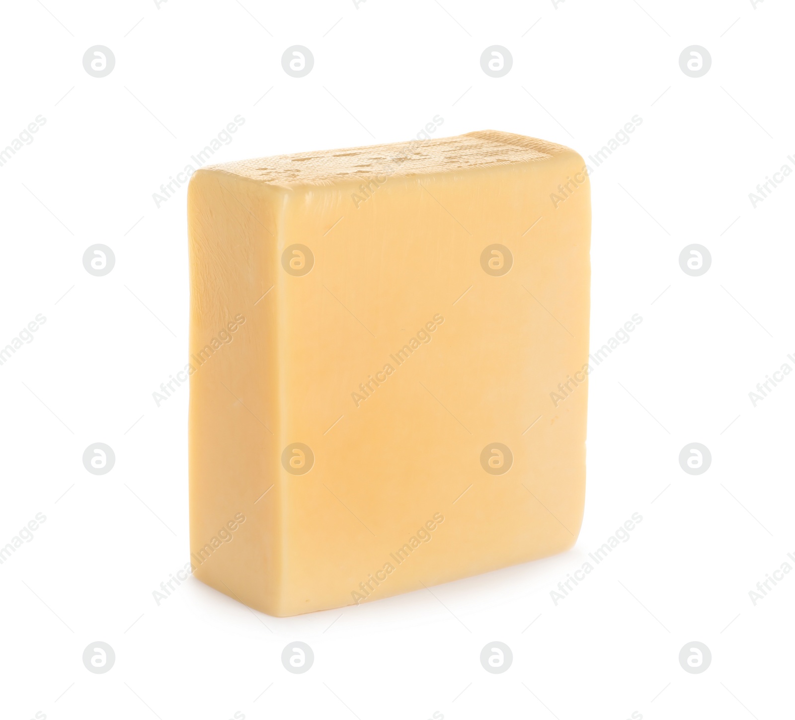 Photo of Piece of delicious cheese on white background