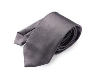 Photo of One grey necktie isolated on white. Men's accessory