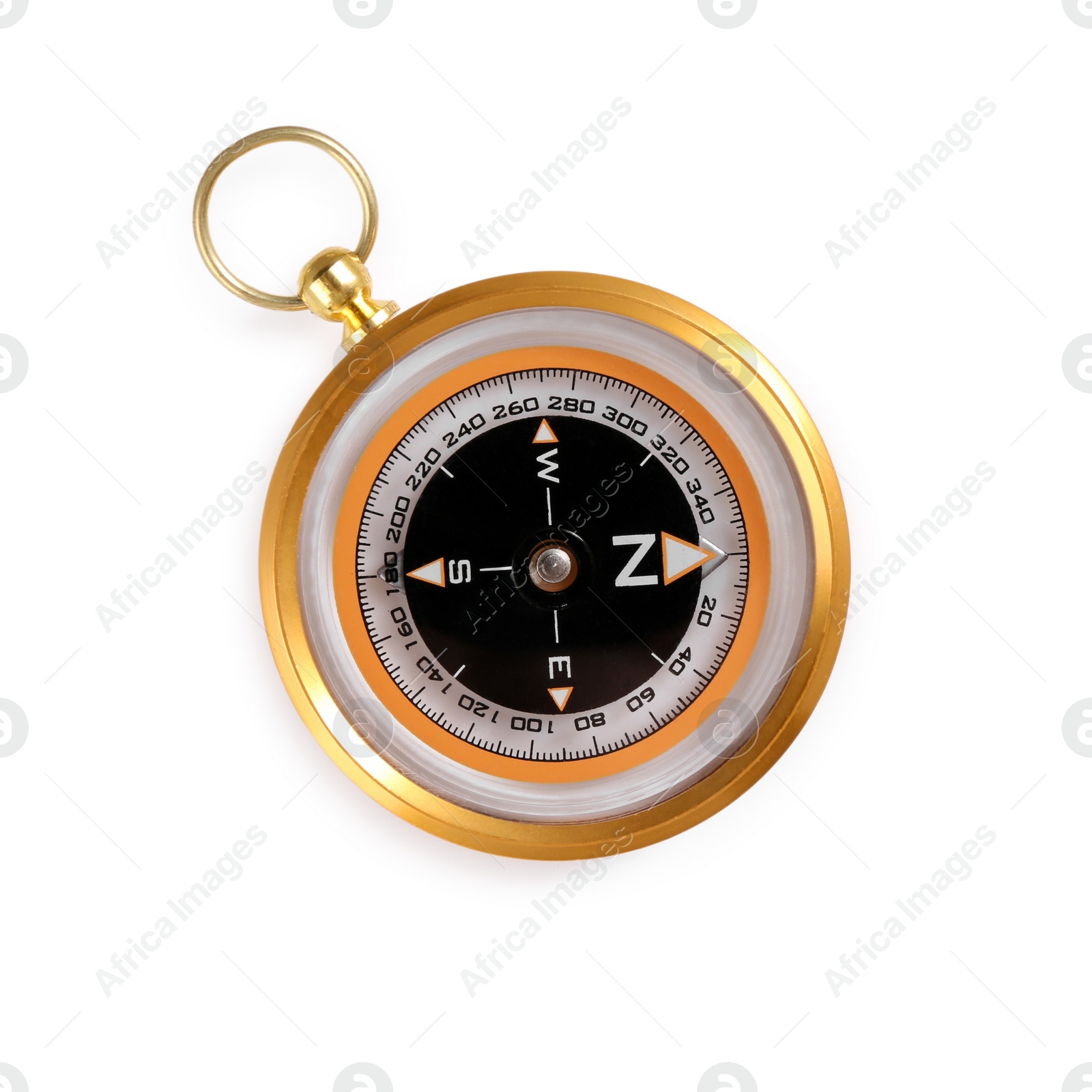 Photo of Compass isolated on white, top view. Navigation equipment