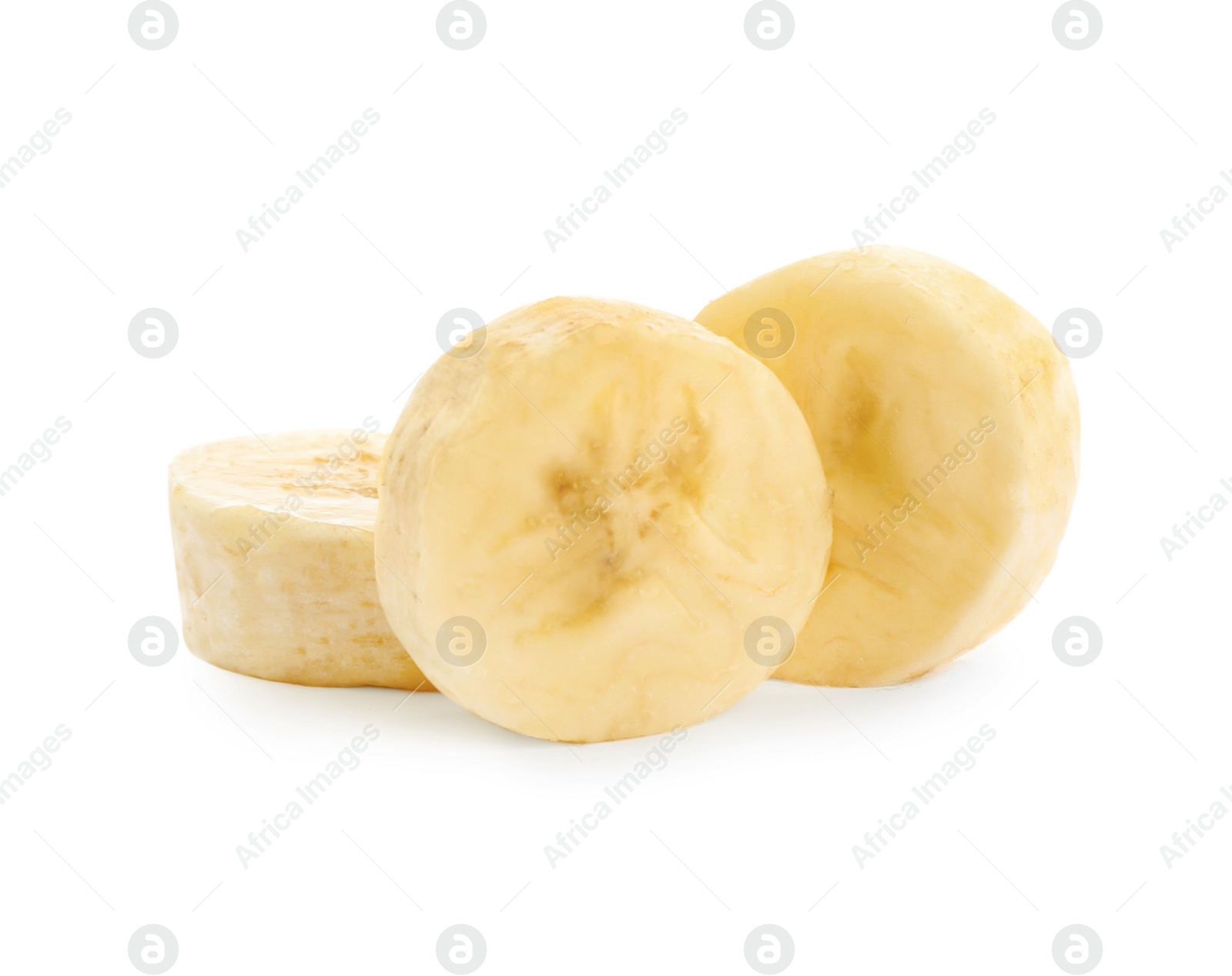 Image of Pieces of tasty ripe banana isolated on white