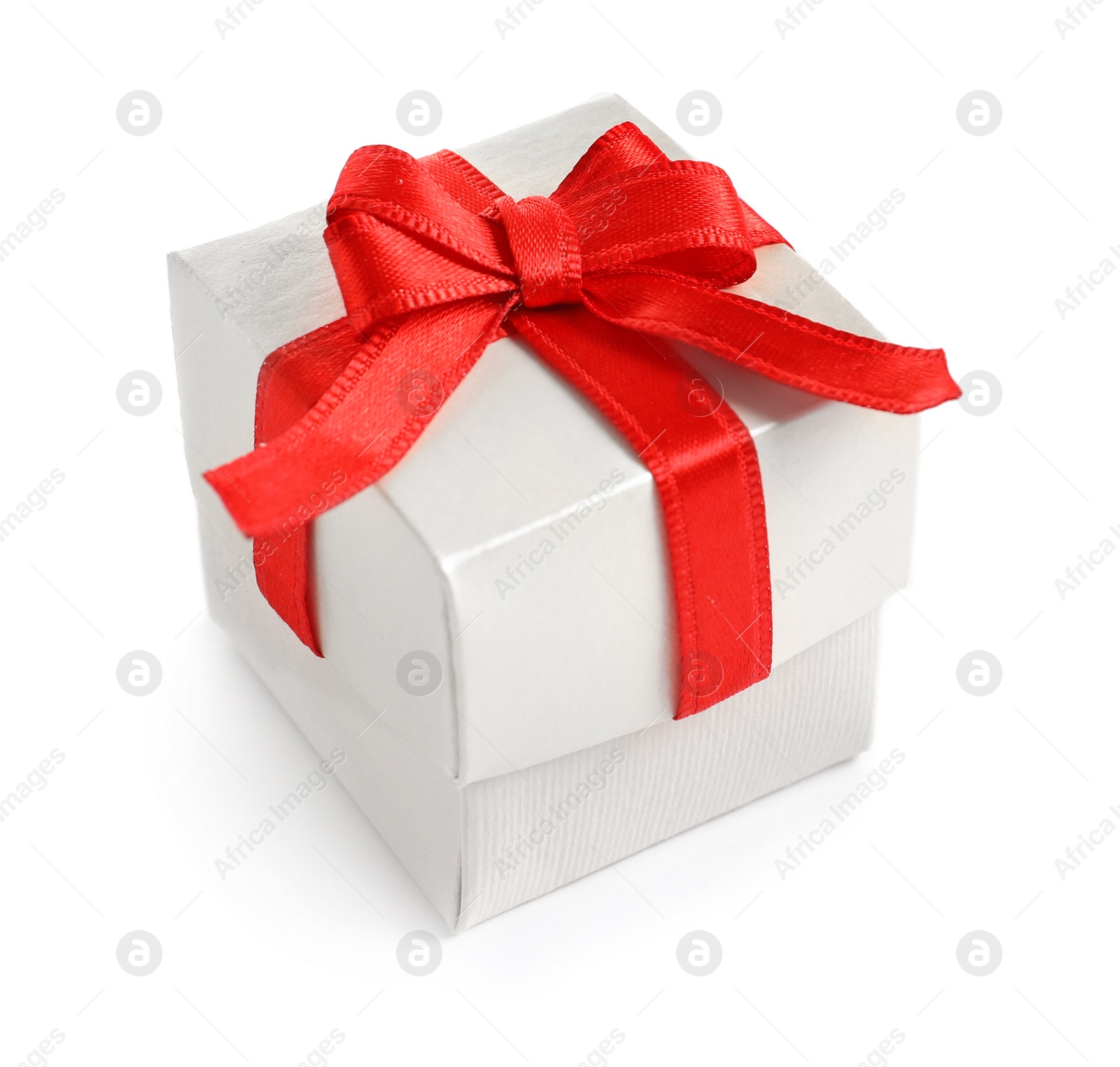 Photo of Beautifully wrapped gift box on white background