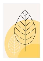 Illustration of Beautiful image with leaves and yellow shapes
