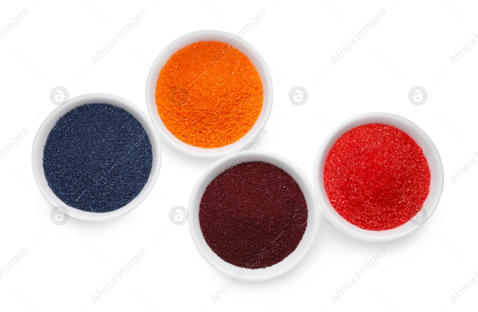 Photo of Many different food coloring on white background, top view