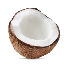 Photo of Half of ripe coconut isolated on white