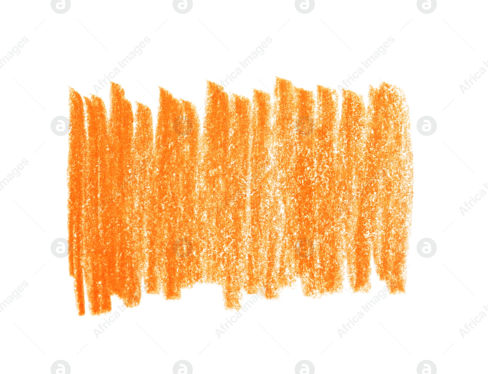 Photo of Orange pencil hatching on white background, top view