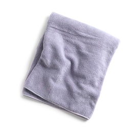 Soft folded towel isolated on white, top view