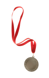 Photo of Silver medal isolated on white. Space for design