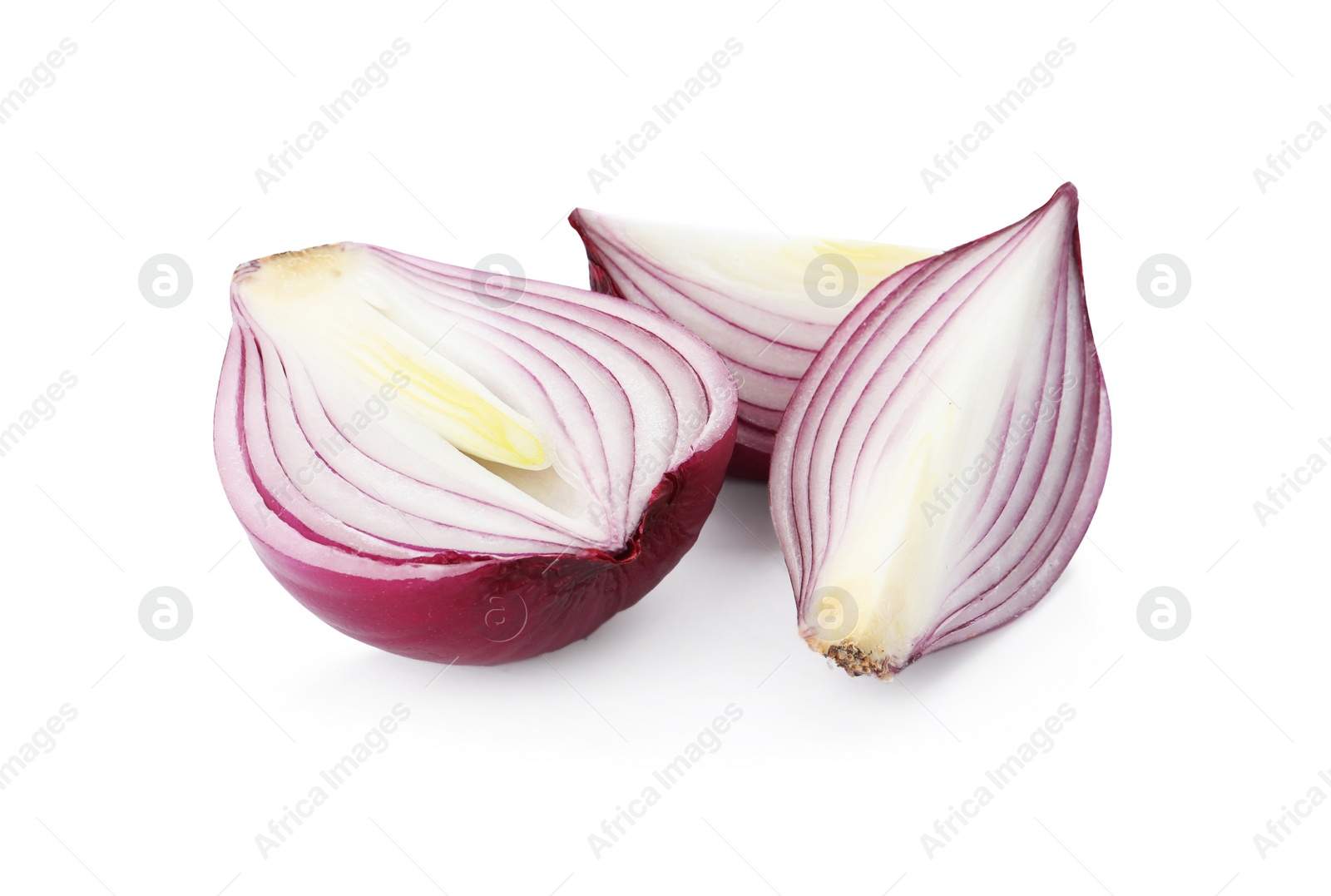 Photo of Fresh cut red onion isolated on white