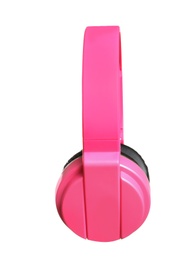 Stylish headphones with pads on white background