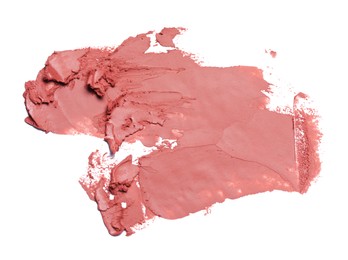 Photo of Smears of beautiful lipstick on white background