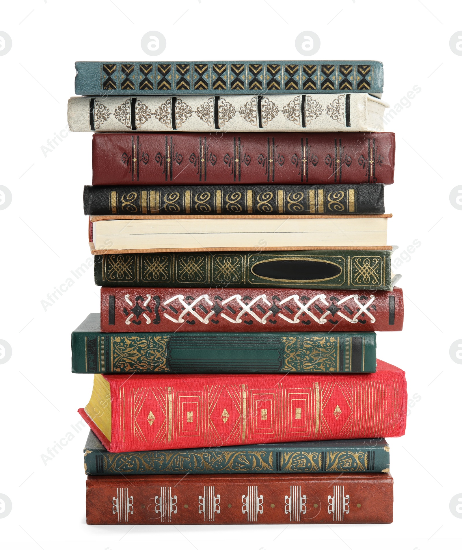 Photo of Collection of different books isolated on white