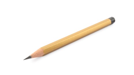 Photo of Sharp graphite pencil isolated on white. School stationery