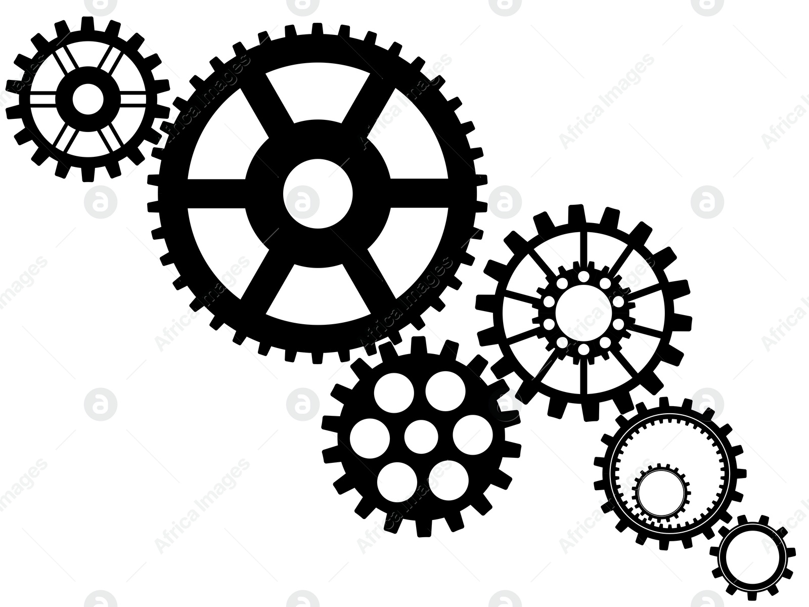 Illustration of  gear mechanism on white background