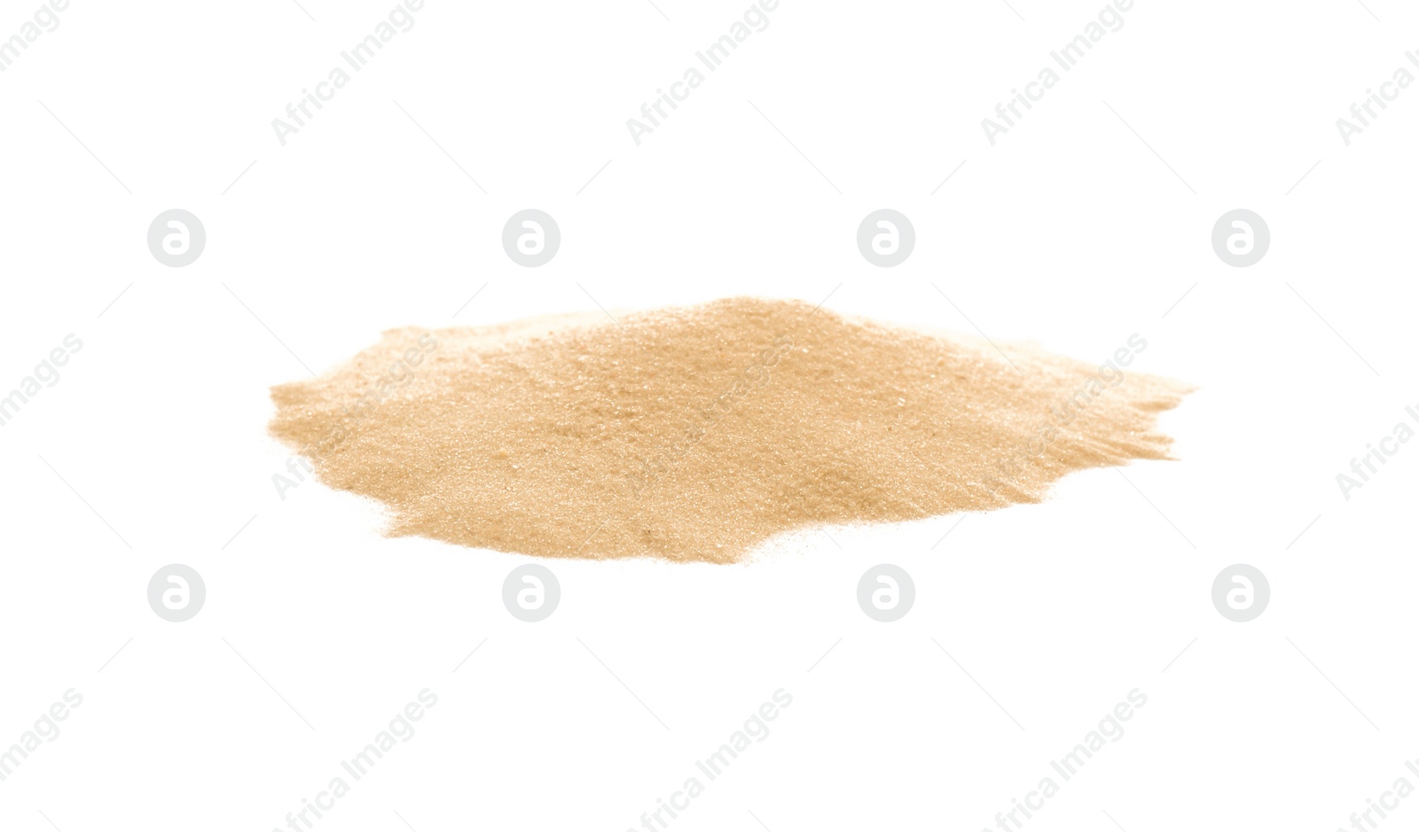 Photo of Heap of dry beach sand on white background