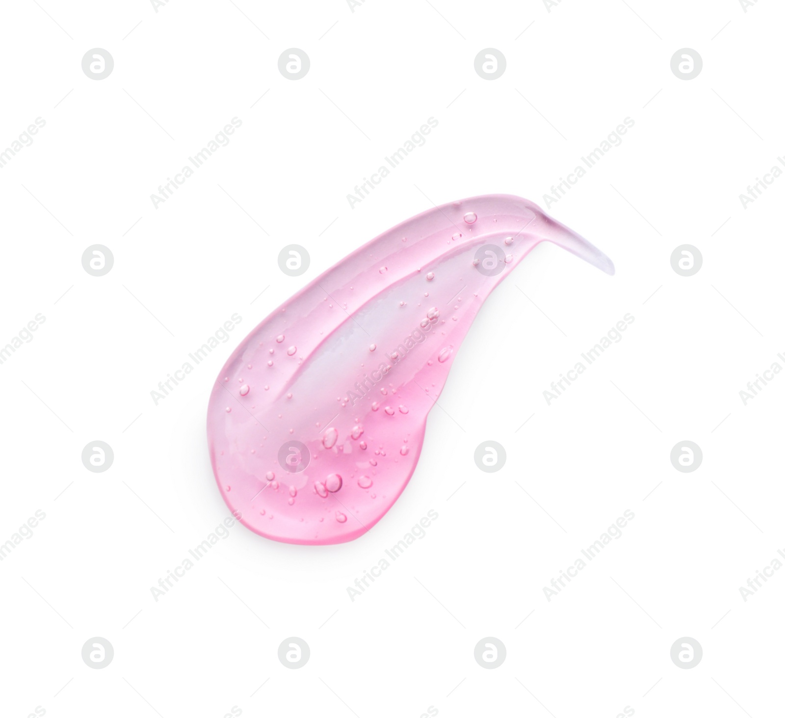 Photo of Smear of pink ointment on white background, top view