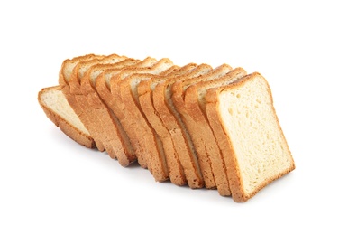 Photo of Fresh bread on white background. Baked goods