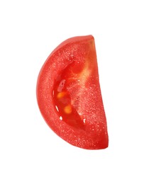 Photo of Piece of ripe cherry tomato isolated on white