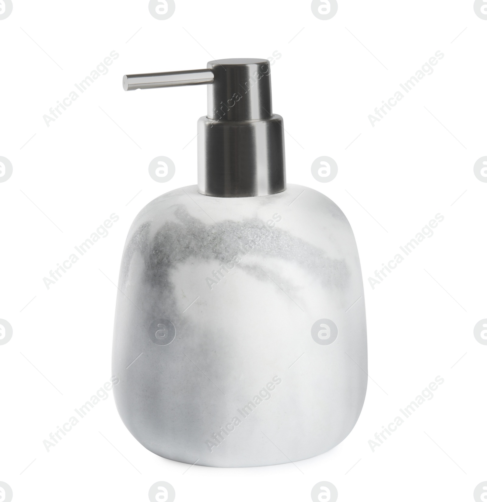 Photo of Modern marble soap dispenser isolated on white