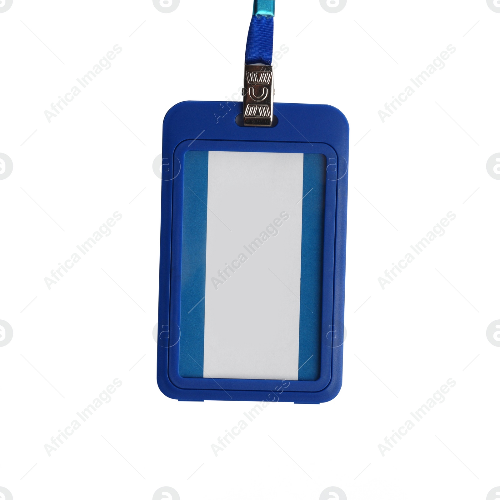 Photo of Blue vip badge isolated on white, top view