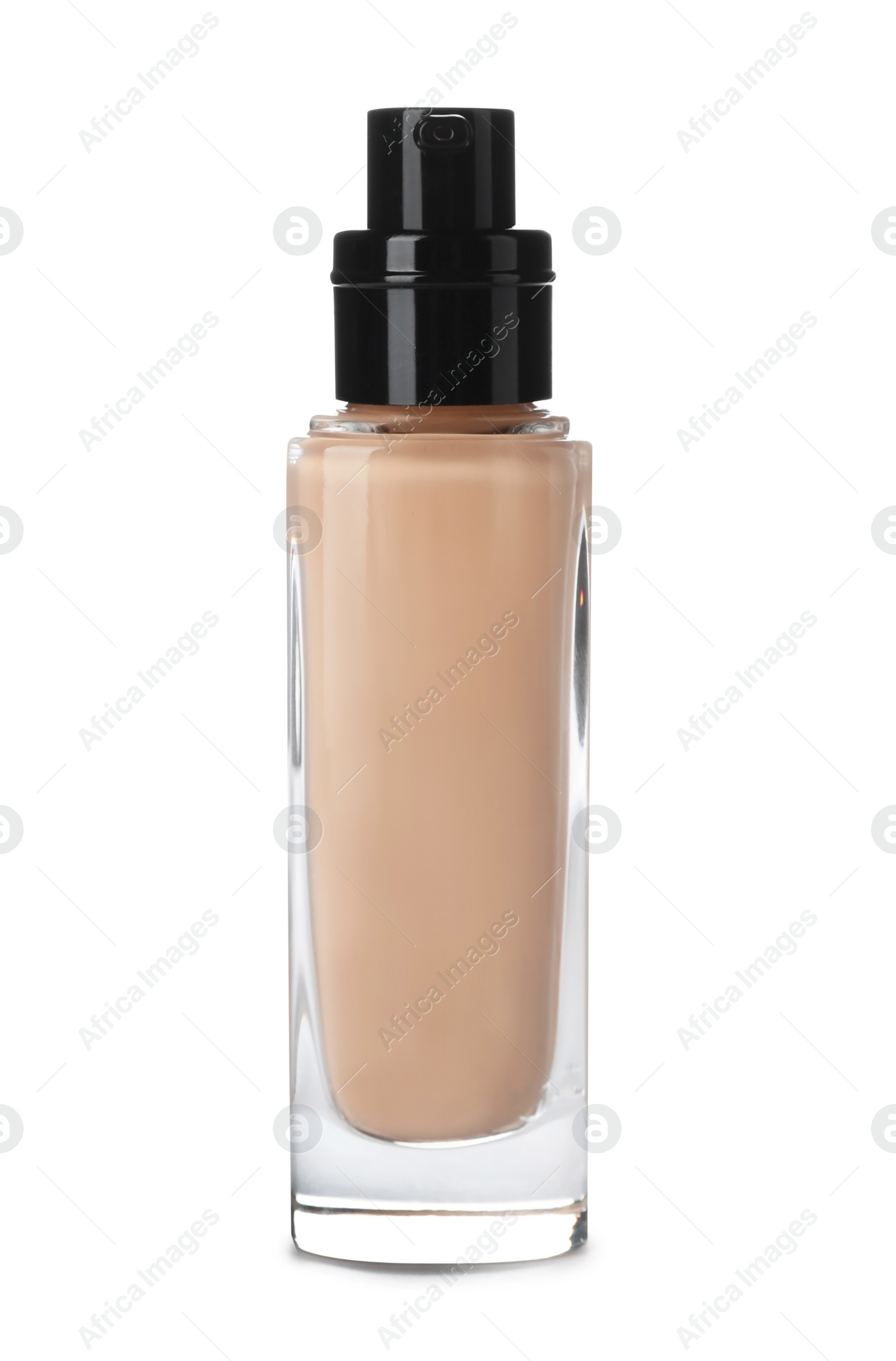 Photo of Bottle of skin foundation on white background