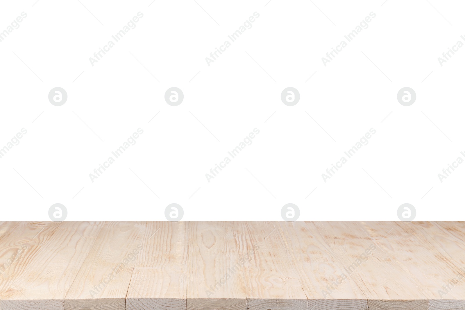 Photo of Empty clean wooden surface isolated on white